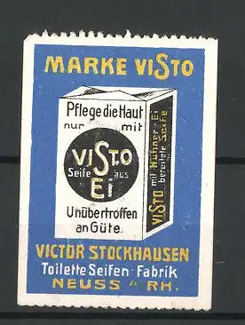 Reklamemarke Seife Visto v. Victor Stockhausen in Neuss, Seifenschachtel