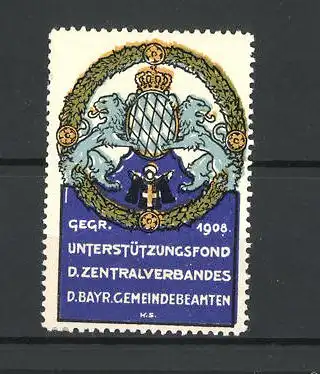 Reklamemarke Unterstützungsfond d. Zentralverbandes d. bayr. Gemeindebeamten, Wappen