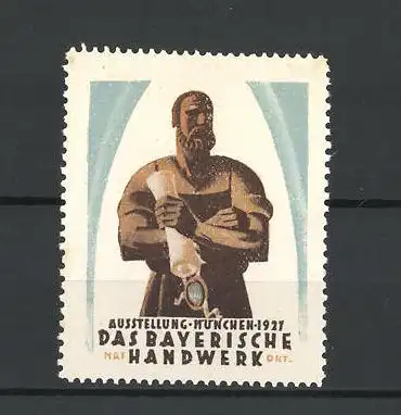 Reklamemarke München, Ausstellung für das bayrische Handwerk 1927, Schmied mit Papierrolle