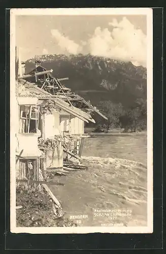 AK Bendern, Rhein-Hochwasser 1927, zerstörtes Haus