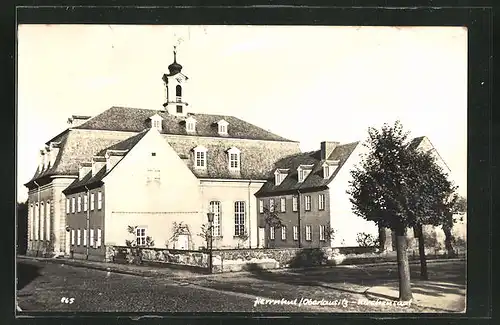 AK Herrnhut / Oberlausitz, Kirchensaal, Eckfassade