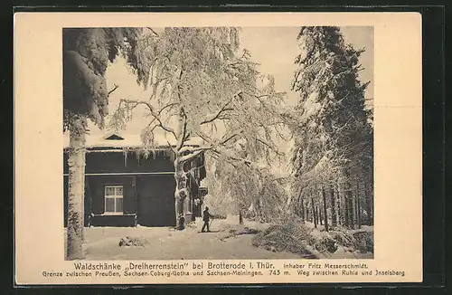 AK Brotterode i. Thür., Restaurant Waldschänke Dreiherrenstein im Winter