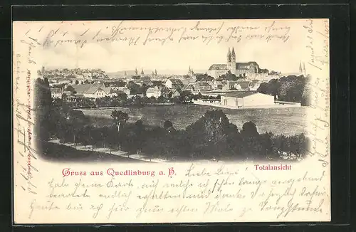 AK Quedlinburg a. H., Ortsansicht mit Kirche