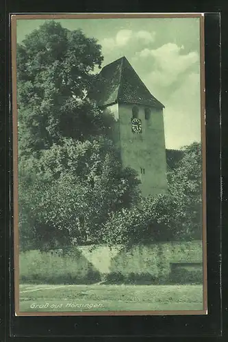 AK Hörsingen, Ortsansicht mit Uhrturm