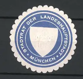 Reklamemarke München, Stadtrat der Landeshauptstadt, geprägtes Wappen