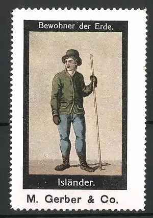 Reklamemarke Bewohner der Erde, Isländer in typischer Bekleidung