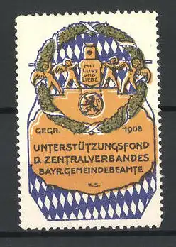 Reklamemarke Unterstützungsfond des Zentralverbandes Bayr. Gemeindebeamte, Wappen