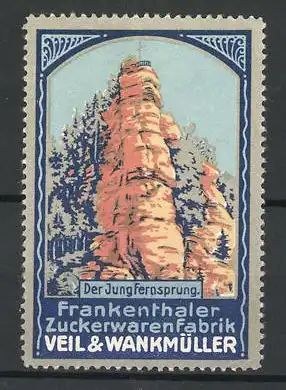 Reklamemarke Frankenthal, Zuckerwarenfabrik Veil & Wankmüller, Jungfernsprung