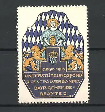 Künstler-Reklamemarke Unterstützungsfond d. Zentralverbandes Bayr. Gemeindebamte, Wappen