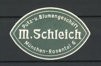 Reklamemarke Putz- und Blumengeschäft M. Schleich München