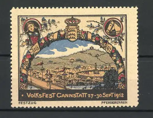 Reklamemarke Cannstatt, Volksfest 1912, Blick auf das Festgelände