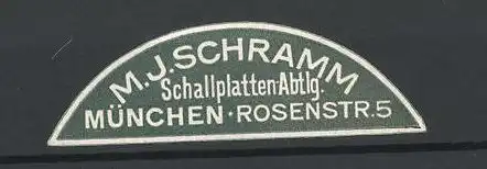 Reklamemarke Schallplattenhandlung M. J. Schramm München