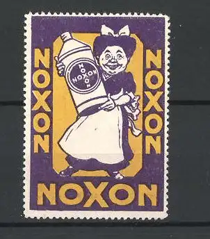 Reklamemarke Noxon-Politur, Dienstmädchen mit Flasche