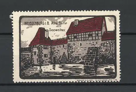 Reklamemarke Weissenburg i. B., alte Partie mit Seeweiher