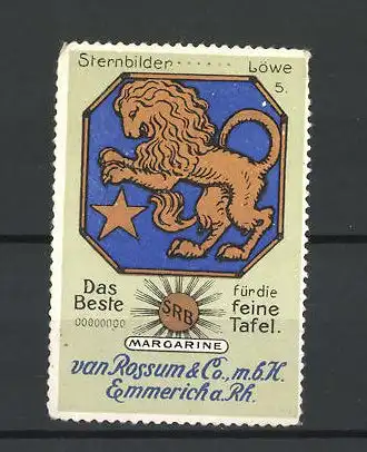 Reklamemarke SRB-Margarine van Rossum & Co Emmerich, Sternbild Löwe