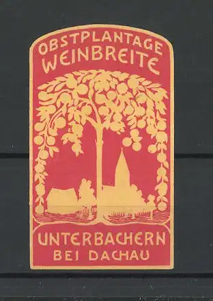 Reklamemarke Obstplantage Weinbreite in Unterbachern, Obstbaum