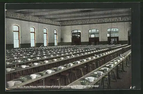 AK Jackson, MI, State Prison, interior, view of dining room, Gefängnis