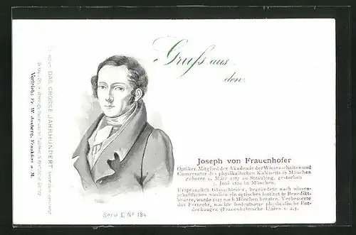 AK Portrait von Joseph von Frauenhofer, Optiker, Mitglied der Akademie der Wissenschaften, 1787-1826