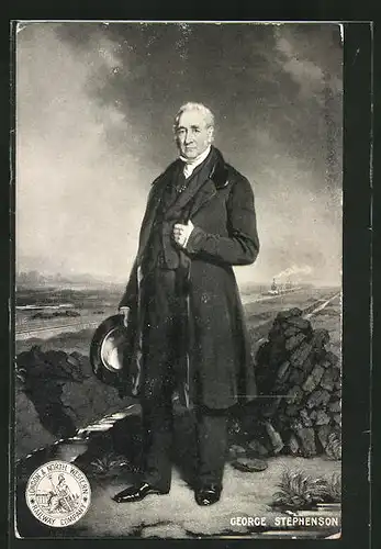 AK Portrait Ingenieur George Stephenson, Hauptbegründer des Eisenbahnwesens