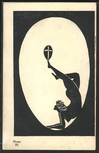 AK Ilumna-Leucht-Postkarte, Erotische Silhouette