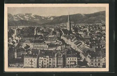 AK Villach, Totalansicht mit Mangart