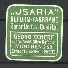Präge-Reklamemarke Isaria Reform-Farbband, Georg Scherf München