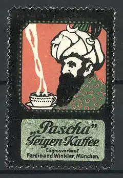 Reklamemarke Pascha Feigen-Kaffee, Inder trinkt heissen Kaffee