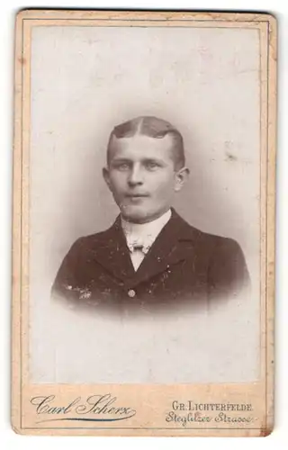 Fotografie Carl Scherz, Gr. Lichterfelde, Portrait charmanter Herr im Anzug mit Fliege