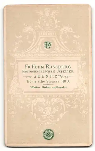 Fotografie Fr. Herm. Rossberg, Sebnitz, Portrait Herr mit Bart und Kinnbart