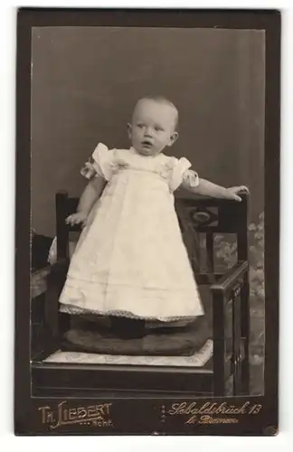 Fotografie Th. Liebert, Sebaldsbrück, Portrait Kleinkind in Kleid