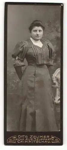 Fotografie Otto Zeumer, Crimmitschau, Frau in gepufftem Kleid
