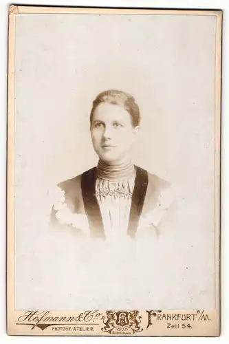 Fotografie Hofmann & Co., Frankfurt a / M., Portrait bürgerliche Dame mit zurückgebundenem Haar