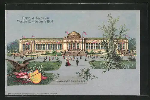 AK St. Louis, World`s Fair 1904, Government Building, Ausstellung
