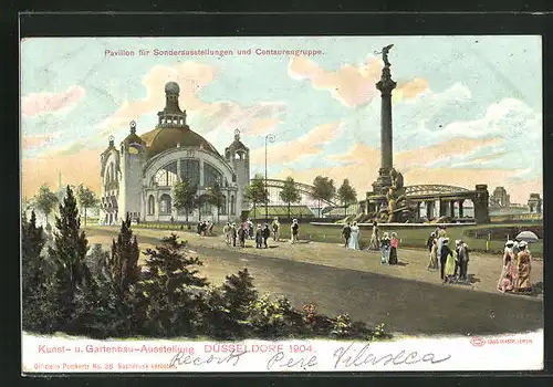 AK Düsseldorf, Kunst- u. Gartenbau-Ausstellung 1904, Pavillon für Sonderausstellungen und Centaurengruppe