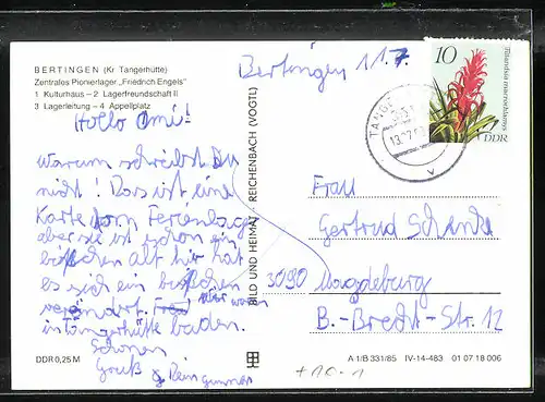 AK Bertingen / Kr. Tangermünde, Zentrales Pionierlager Friedrich Engels, DDR-Propaganda