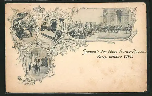 AK Paris, fetes Franco-Russes 1896, Nikolaus II. mit Gefolge in der Stadt