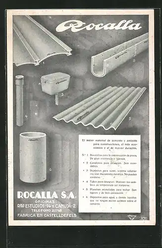 AK Rocalla S. A., Rohre und Toilettenspülung, Reklame