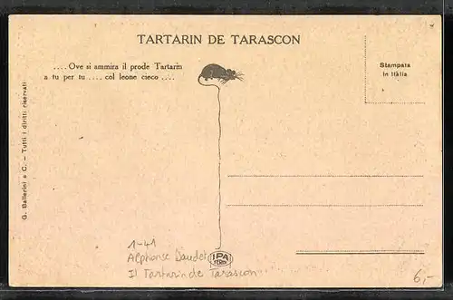 Künstler-AK Alphonse Daudet, Il Tarttarin de Tarascon