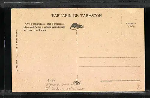 Künstler-AK Alphonse Daudet, Il Tartarin de Tarascon