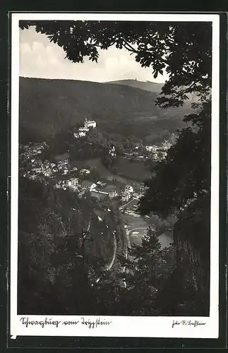 AK Schwarzburg, Blick vom Trippstein auf Ort und Umgebung