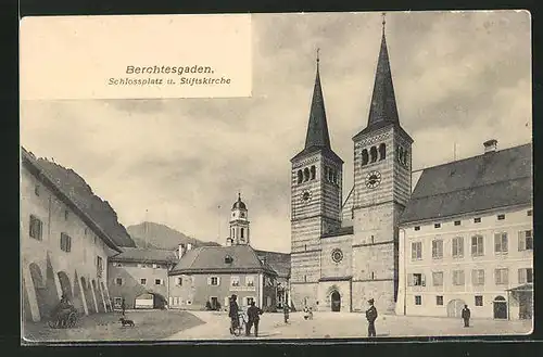 AK Berchtesgaden, Schlossplatz und Stiftskirche