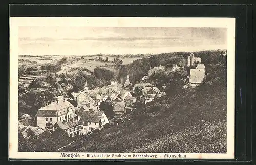 AK Monschau, Blick auf die Stadt vom Bahnhofsweg