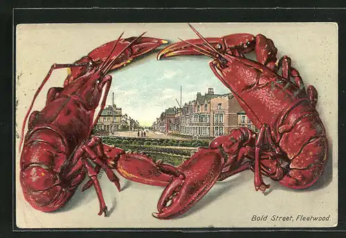 Passepartout-Lithographie Fleetwood, Bold Street im Lobster-Rahmen