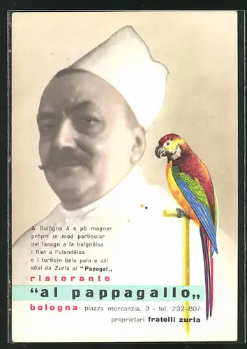 AK Bologna, Ristorante Al Pappagallo, Chefkoch udn Papagei