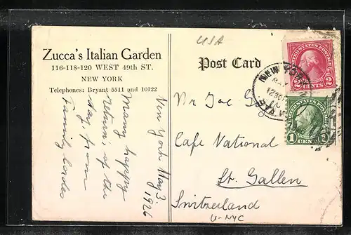 AK New York, NY, Zucca`s Italian Garden, West 49th Street