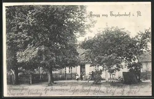 AK Teschendorf I. M., Motiv von Gasthaus Bergemann