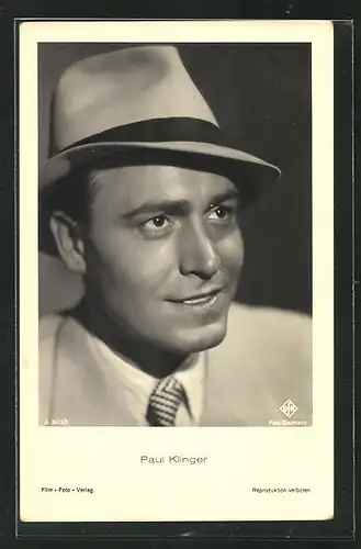 AK Schauspieler Paul Klinger mit Hut