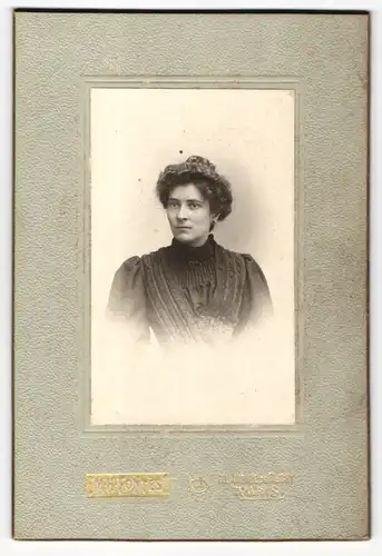 Fotografie M. H. Fontes, Paris, Portrait elegant gekleidete Dame mit Hochsteckfrisur