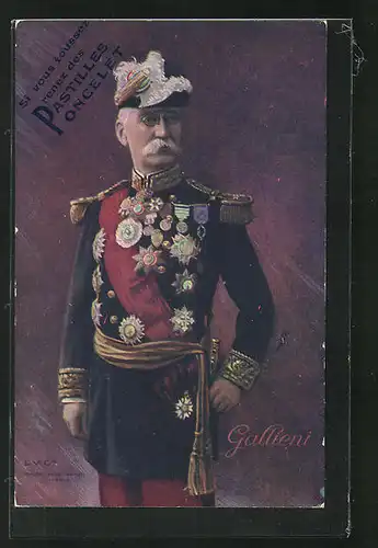 AK Heerführer Général Galliéni in Gala-Uniform mit Orden