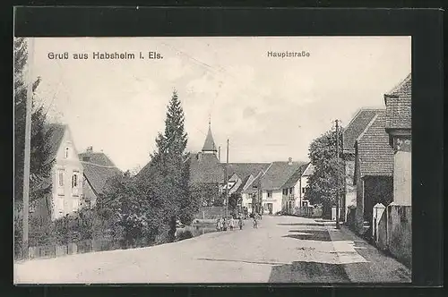 AK Habsheim i. Els., Ortsansicht, Hauptstrasse